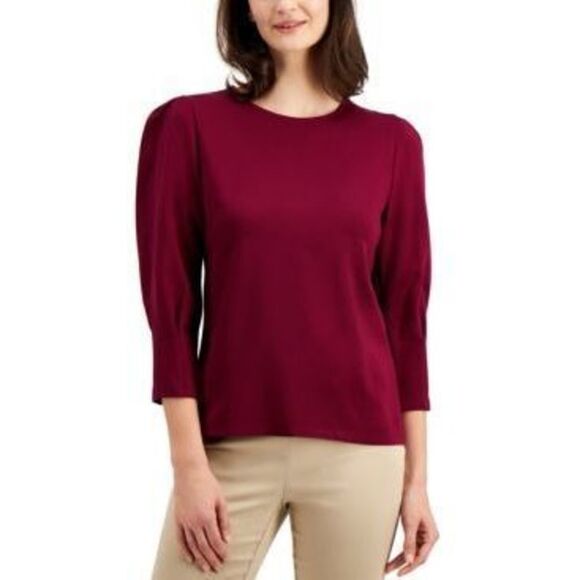Charter Club Pleated-Sleeve Top Harvest Wine XXL - Picture 1 of 1
